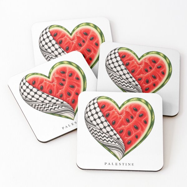 Item preview, Palestine Watermelon Keffiyeh Heart designed and sold by Doodle Souq.