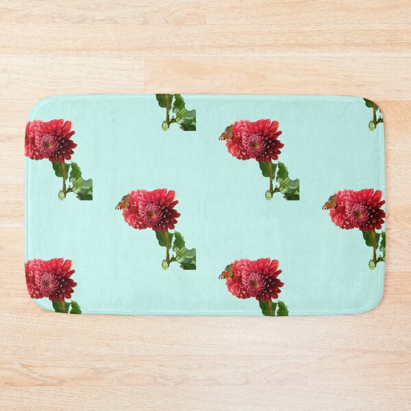 Item preview, Red Dahlia with Red Butterfly For Bringing Love To Oneself and The World Light Turquoise Background designed and sold by BOKEbyTC.