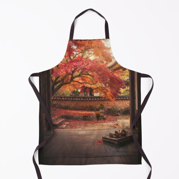 Item preview, Autumn Crimson Maple & Fallen Leaves over a Traditional Hanok: A Cozy Afternoon on the Daecheongmaru designed and sold by SOOstudio73.