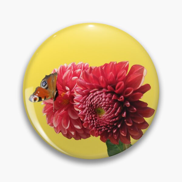 Item preview, Red Dahlia with Red Butterfly For Bringing Love To Oneself and The World Warm Yellow Background designed and sold by BOKEbyTC.