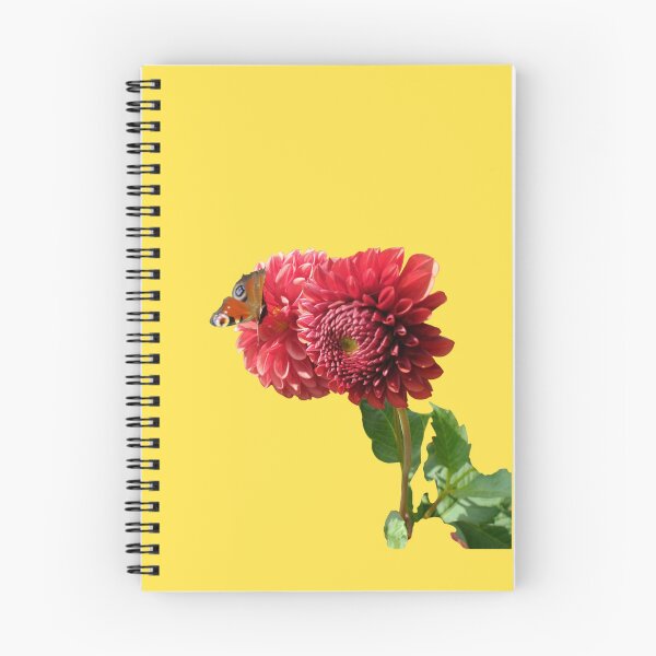 Item preview, Red Dahlia with Red Butterfly For Bringing Love To Oneself and The World Warm Yellow Background designed and sold by BOKEbyTC.