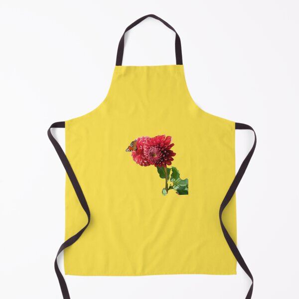 Item preview, Red Dahlia with Red Butterfly For Bringing Love To Oneself and The World Warm Yellow Background designed and sold by BOKEbyTC.