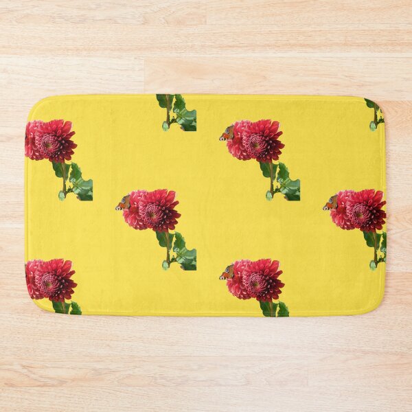 Item preview, Red Dahlia with Red Butterfly For Bringing Love To Oneself and The World Warm Yellow Background designed and sold by BOKEbyTC.