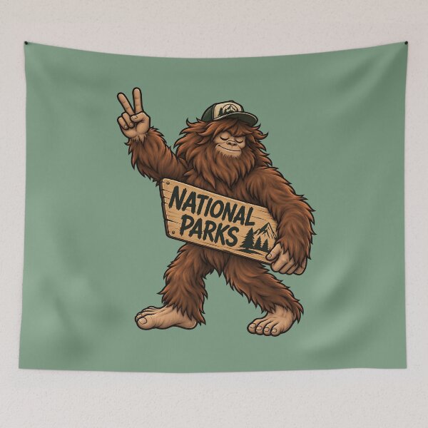 Item preview, National Parks Bigfoot Sasquatch – Funny Hiking Camping Outdoors designed and sold by WAUZ.