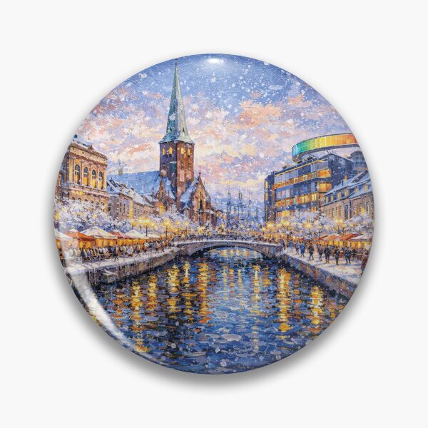 Item preview, Aarhus in Denmark painting – A Winter Scene in This Beautiful European City. designed and sold by GalleryKauffeld.