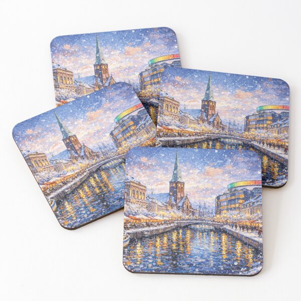 Item preview, Aarhus in Denmark painting – A Winter Scene in This Beautiful European City. designed and sold by GalleryKauffeld.
