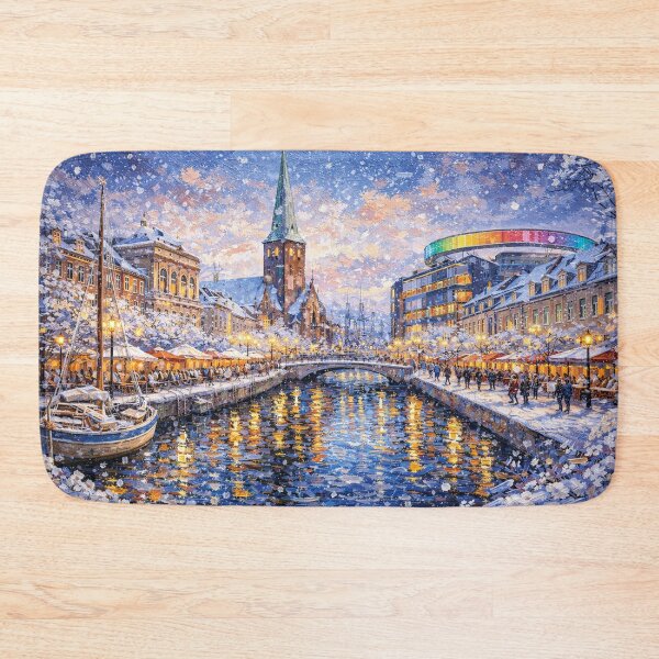 Item preview, Aarhus in Denmark painting – A Winter Scene in This Beautiful European City. designed and sold by GalleryKauffeld.