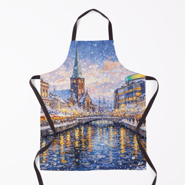 Item preview, Aarhus in Denmark painting – A Winter Scene in This Beautiful European City. designed and sold by GalleryKauffeld.