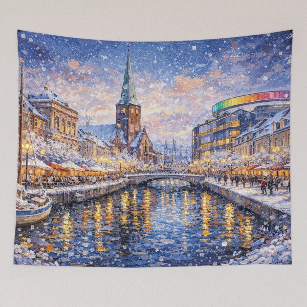 Item preview, Aarhus in Denmark painting – A Winter Scene in This Beautiful European City. designed and sold by GalleryKauffeld.