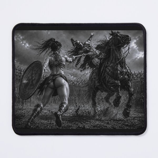 Item preview, Spartan Warrior vs Mounted Champion – Black & White Battle Art designed and sold by Ancient-Era.