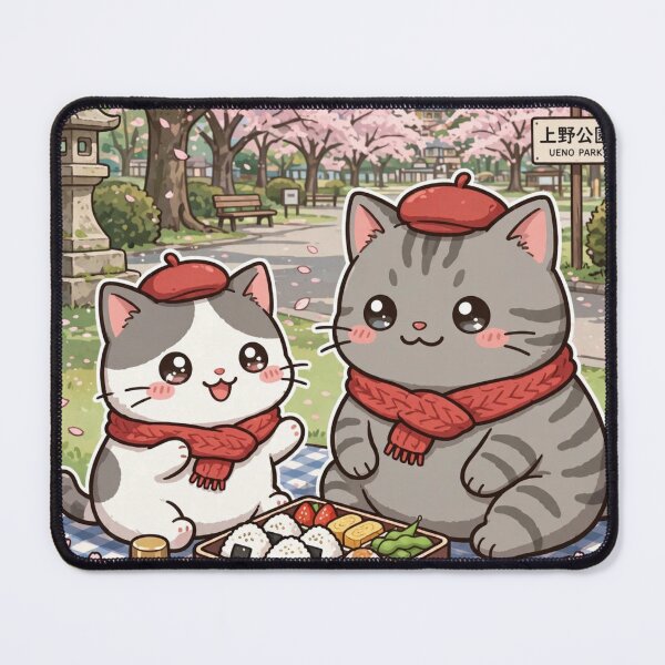 Item preview, Kawaii Cats Sakura Picnic Ueno Park Japan - Freda and Junior Hanami designed and sold by MAISON SYLVIE.