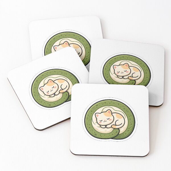 Item preview, Matcha Swiss Roll Cat - Cute Bakery Food Animal Sticker designed and sold by SimpleP.