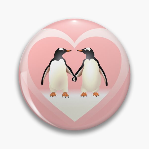 Item preview, Pink Heart Shape with Gentoo Penguins holding hands (flippers) designed and sold by Adamo-illustration.