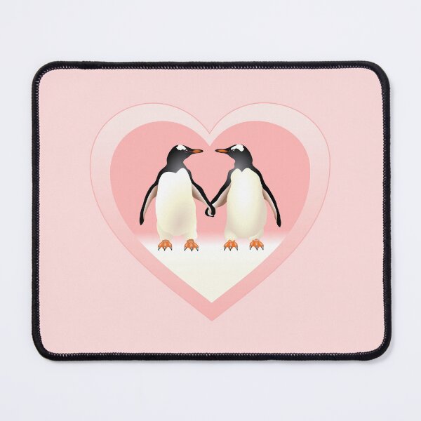 Item preview, Pink Heart Shape with Gentoo Penguins holding hands (flippers) designed and sold by Adamo-illustration.