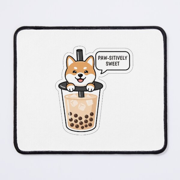 Item preview, Pawsitively Sweet Boba Shiba - Cute Dog Bubble Tea Sticker with Text designed and sold by SimpleP.