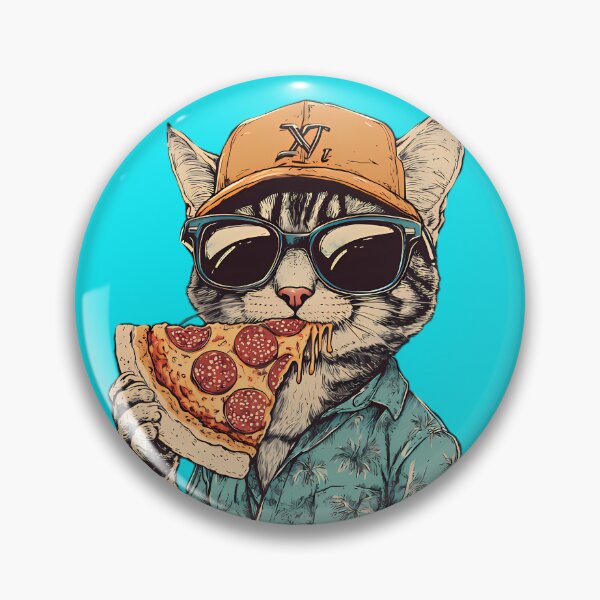 Item preview, Cool Cat Eating Pepperoni Pizza designed and sold by Structure-Blue.