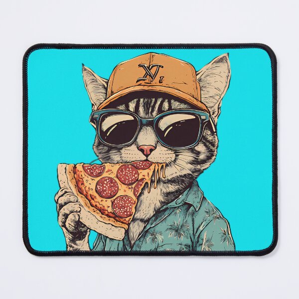 Item preview, Cool Cat Eating Pepperoni Pizza designed and sold by Structure-Blue.