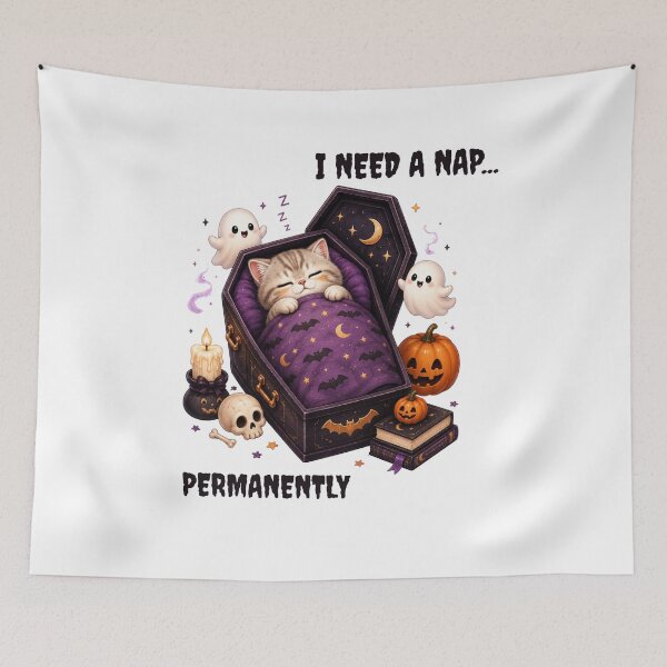 Item preview, Sleepy Halloween Cat Nap designed and sold by Moochie Studios.