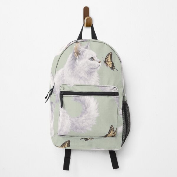 Item preview, White Cat with Butterfly designed and sold by cbfineart.