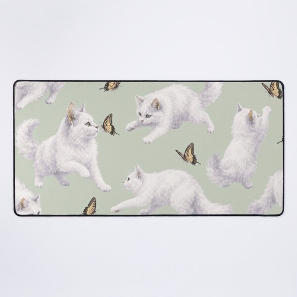 Item preview, White Cat with Butterfly designed and sold by cbfineart.