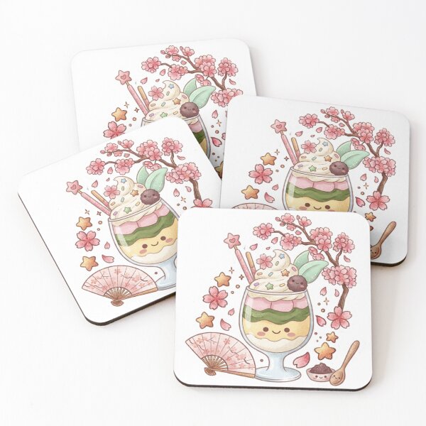 Item preview, Kawaii Matcha Green Tea Parfait - Cute Japanese Cafe Dessert Sticker designed and sold by 0Zetgest.