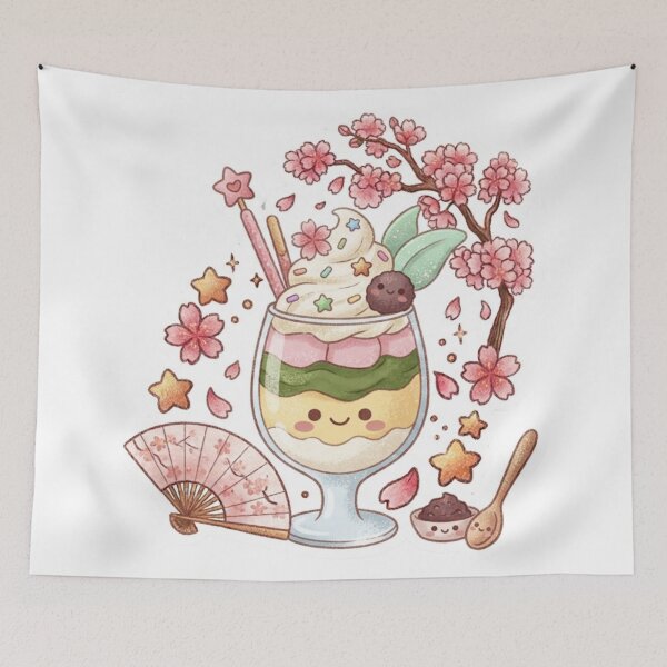 Item preview, Kawaii Matcha Green Tea Parfait - Cute Japanese Cafe Dessert Sticker designed and sold by 0Zetgest.
