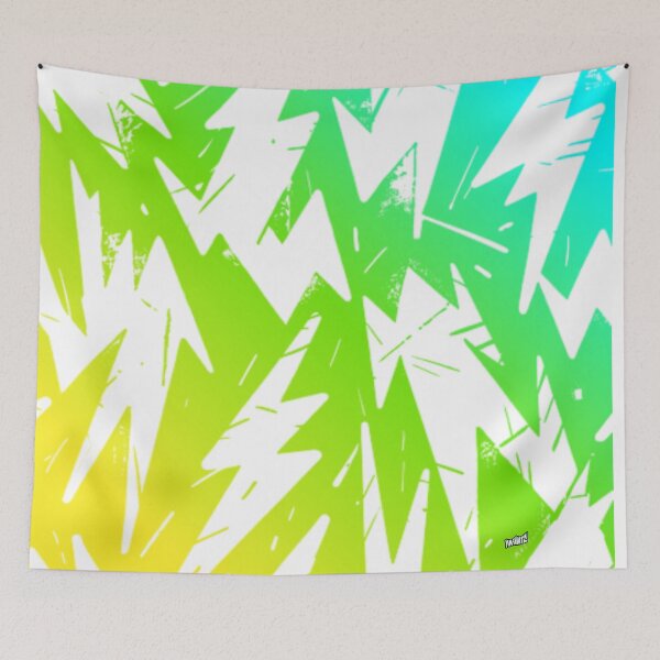 Item preview, THE ABSTRACT Neon Green Yellow Blue Graffiti Lightning Pattern designed and sold by YOFANTZ!.