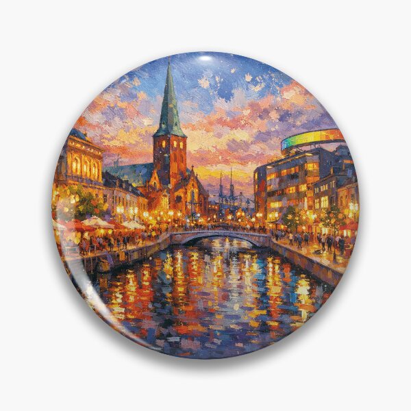 Item preview, Aarhus by night painting, Denmark – A Beautiful City in Europe. designed and sold by GalleryKauffeld.