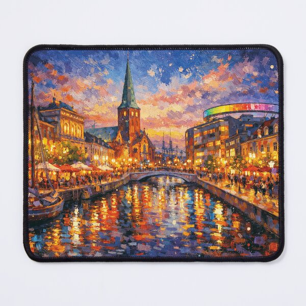 Item preview, Aarhus by night painting, Denmark – A Beautiful City in Europe. designed and sold by GalleryKauffeld.