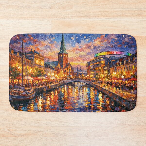 Item preview, Aarhus by night painting, Denmark – A Beautiful City in Europe. designed and sold by GalleryKauffeld.