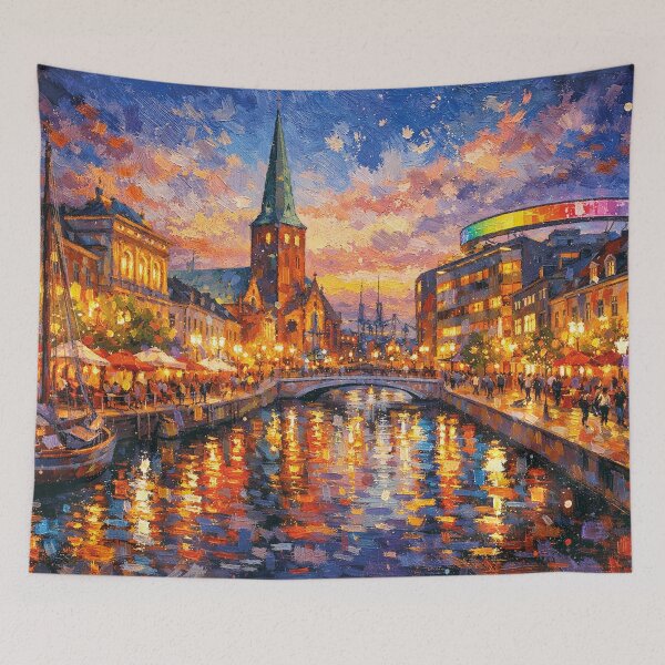 Item preview, Aarhus by night painting, Denmark – A Beautiful City in Europe. designed and sold by GalleryKauffeld.