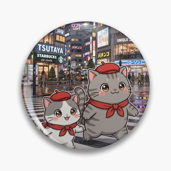 Item preview, Kawaii Cats Shibuya Crossing Tokyo Japan Night - Freda and Junior designed and sold by MAISON SYLVIE.