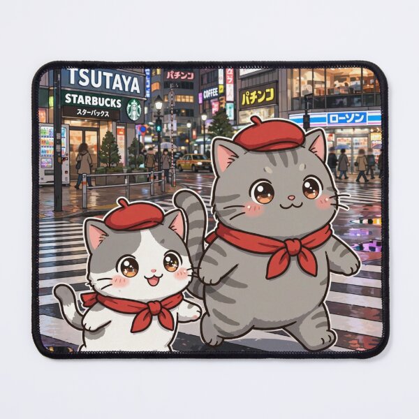 Item preview, Kawaii Cats Shibuya Crossing Tokyo Japan Night - Freda and Junior designed and sold by MAISON SYLVIE.