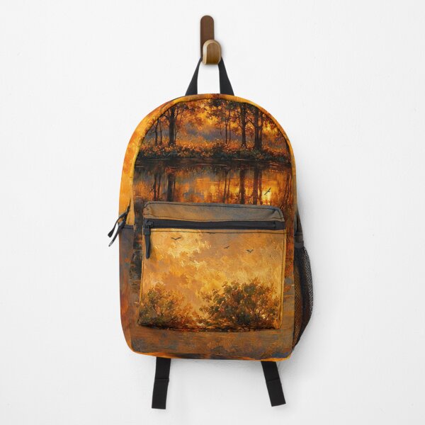 Item preview, Golden Horizon Lake - Sunset Landscape Painting designed and sold by Joey Santiago.