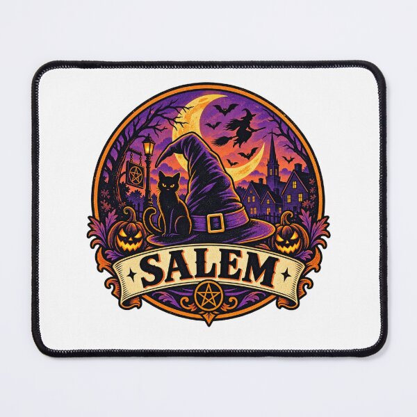 Item preview, Salem Halloween Shirt – Witch Hat Vintage Retro Badge Design designed and sold by Globalcitytees.