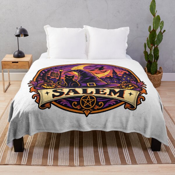 Item preview, Salem Halloween Shirt – Witch Hat Vintage Retro Badge Design designed and sold by Globalcitytees.