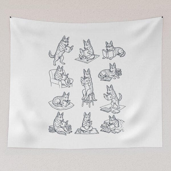 Item preview, Vintage Australian Cattle Dog Book Reader Reading Dog Lover designed and sold by dian-rody-crest.