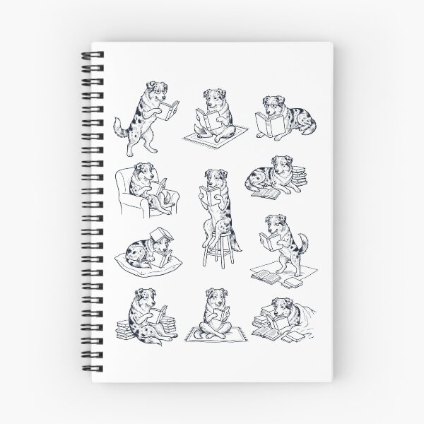 Item preview, Vintage Australian Shepherd Book Reader Reading Dog Lover designed and sold by dian-rody-crest.