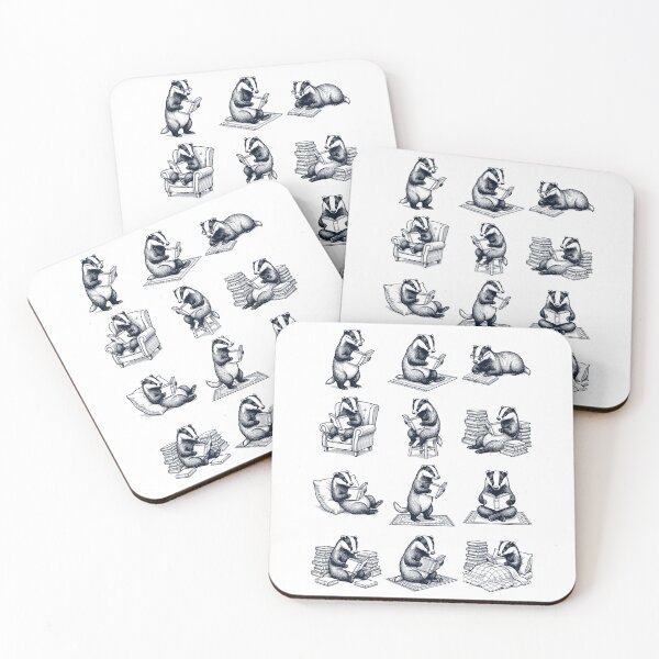 Item preview, Vintage Badger Book Reader Reading Animal Lover designed and sold by dian-rody-crest.