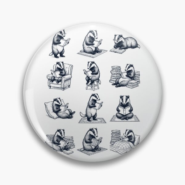 Item preview, Vintage Badger Book Reader Reading Animal Lover designed and sold by dian-rody-crest.