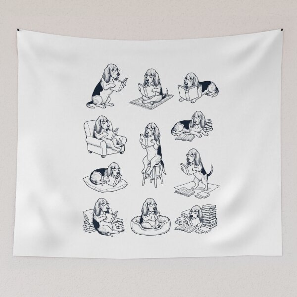 Item preview, Vintage Basset Hound Book Reader Reading Dog Lover designed and sold by dian-rody-crest.