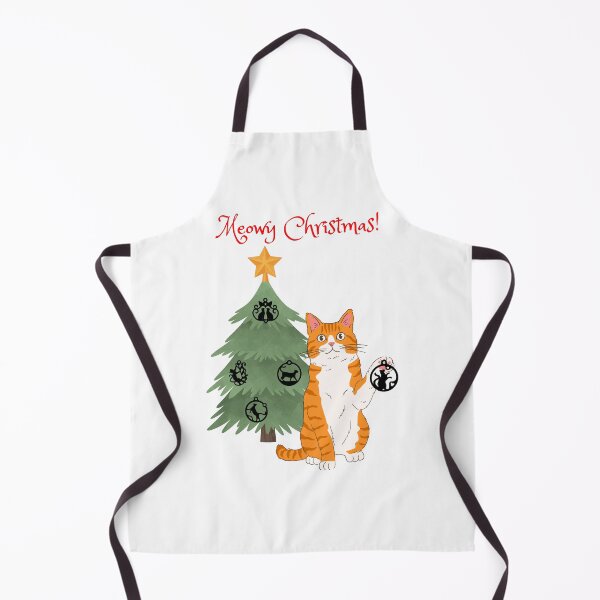 Item preview, Meowy Christmas Orange Tabby Cat Decorating Christmas Tree designed and sold by MYCatStuff.