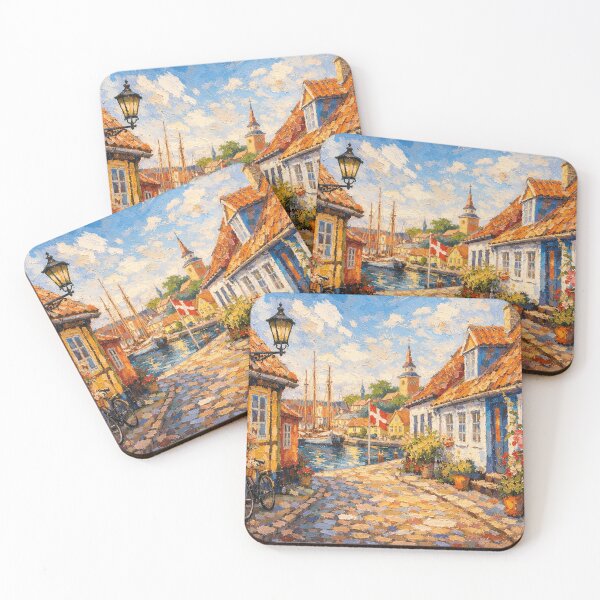 Item preview, A painting of Aeroskobing, Denmark – A Beautiful village in Europe. designed and sold by GalleryKauffeld.