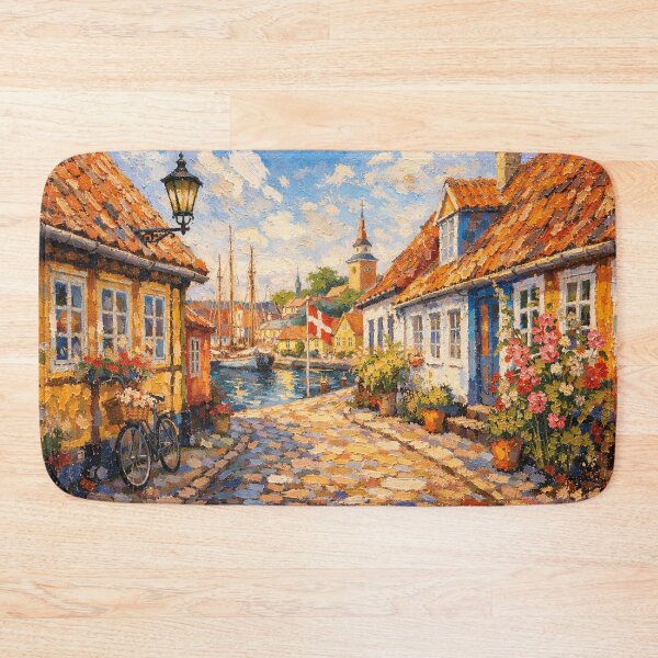 Item preview, A painting of Aeroskobing, Denmark – A Beautiful village in Europe. designed and sold by GalleryKauffeld.