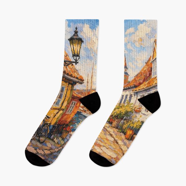 Item preview, A painting of Aeroskobing, Denmark – A Beautiful village in Europe. designed and sold by GalleryKauffeld.