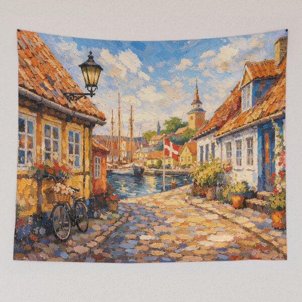 Item preview, A painting of Aeroskobing, Denmark – A Beautiful village in Europe. designed and sold by GalleryKauffeld.