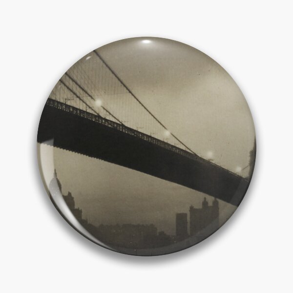Item preview, Brooklyn Bridge, Nocturne, vintage 1912 East River, Manhattan city lights skyline sepia toned black and white photograph by Karl Struss designed and sold by Astrid Arkhangelsky.