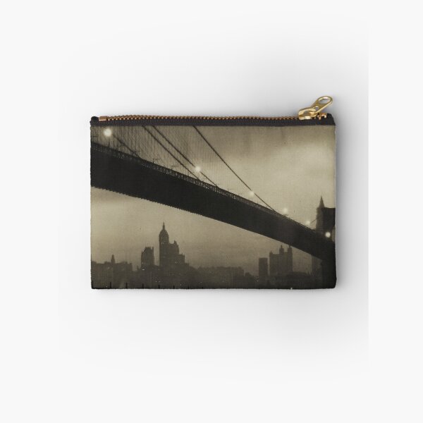 Item preview, Brooklyn Bridge, Nocturne, vintage 1912 East River, Manhattan city lights skyline sepia toned black and white photograph by Karl Struss designed and sold by Astrid Arkhangelsky.