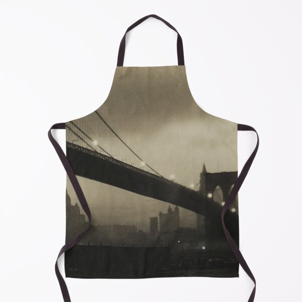 Item preview, Brooklyn Bridge, Nocturne, vintage 1912 East River, Manhattan city lights skyline sepia toned black and white photograph by Karl Struss designed and sold by Astrid Arkhangelsky.