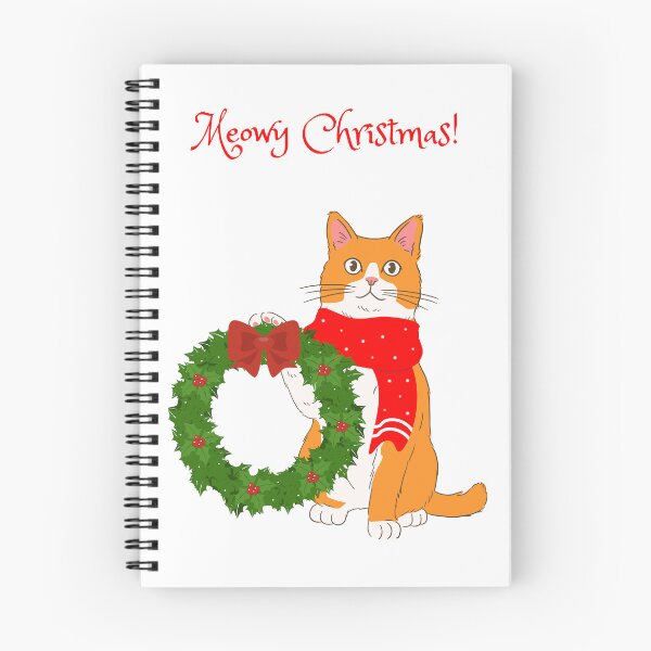 Item preview, Meowy Christmas Orange Cat Holding a Holiday Wreath designed and sold by MYCatStuff.